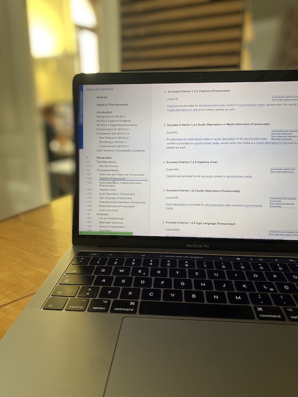 Ein Laptop mit den WCAG-Richtlinien zur Prüfung digitaler Barrierefreiheit
